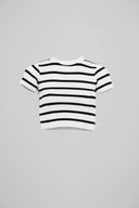 Top Crop Punto Manga Corta Rayas