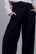 Plain Trousers with Belt