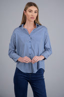 Hipsters long-sleeved striped satin blouse