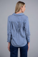Hipsters long-sleeved striped satin blouse