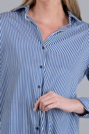 Hipsters long-sleeved striped satin blouse
