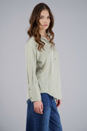 Hipsters long-sleeved striped satin blouse