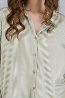 Hipsters long-sleeved striped satin blouse