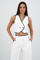 Chaleco detalle contraste cruzado 2 botones Hyp