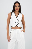 Chaleco detalle contraste cruzado 2 botones Hyp