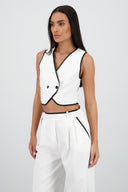 Chaleco detalle contraste cruzado 2 botones Hyp