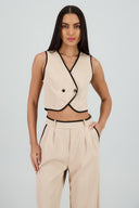 Chaleco detalle contraste cruzado 2 botones Hyp