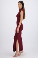 Vestido rib manga corta con abertura