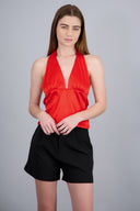 Top satinado escote espalda hypsters