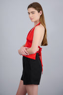Top satinado escote espalda hypsters