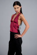 Top satinado escote espalda hypsters