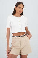 Top botones manga corta