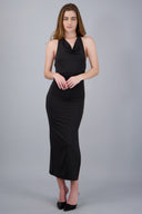 Vestido halter escote cascada