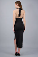 Vestido halter escote cascada
