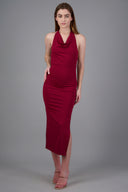 Halter maxi dress with a waterfall neckline