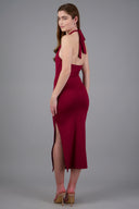 Halter maxi dress with a waterfall neckline