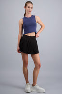 pleated skirt with wide waistband