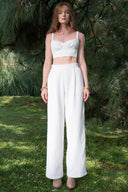 Pantalón wide leg tiro alto tweed