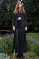 Falda maxi chiffon con drapeado en cintura