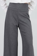 Pantalon wide leg con pretina ancha rayas