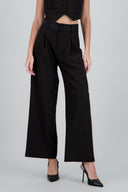 Pantalon de vestir con detalles satinados