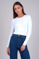 Bodysuit manga larga cuello redondo