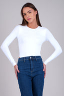 Bodysuit manga larga cuello redondo