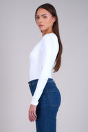 Bodysuit manga larga cuello redondo