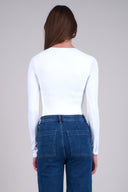 Bodysuit manga larga cuello redondo