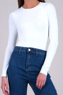 Bodysuit manga larga cuello redondo