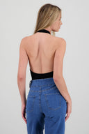 Halter bodysuit with button details