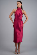 High neck midi dress with back tie