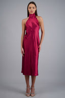 High neck midi dress with back tie