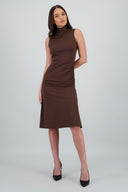 Midi dress with high neck and button at the back