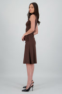Midi dress with high neck and button at the back