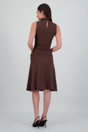 Midi dress with high neck and button at the back
