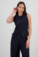 Chaleco cuello redondo estampado rayas