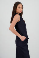 Chaleco cuello redondo estampado rayas