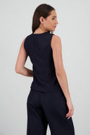 Chaleco cuello redondo estampado rayas