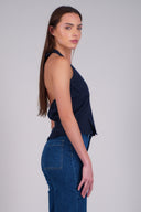 Top halter amarre estampado rayas