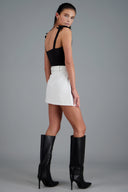 Striped mini skirt with belt detail