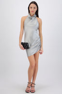 Vestido satin halter espalda abierta