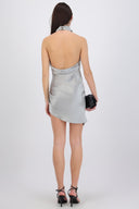 Vestido satin halter espalda abierta