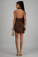 Vestido satin halter espalda abierta