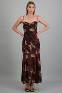 Maxi vestido mesh estampado escote
