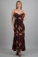 Maxi vestido mesh estampado escote