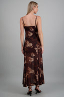 Maxi vestido mesh estampado escote