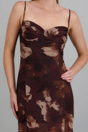 Maxi vestido mesh estampado escote