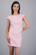 Top cuello redondo acinturado