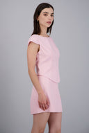 Top cuello redondo acinturado